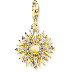 Charm Anhänger Bunte 3D Sonne - 750 Gelbgold Vergoldung