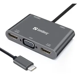 Sandberg USB-C Dock 2xHDMI+1xVGA+USB+PD
