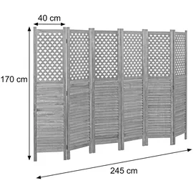 Mendler Paravent HWC-A84, Raumteiler Trennwand Sichtschutz, Ornamente 170x245cm ~ weiß