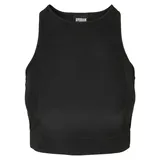 URBAN CLASSICS Cropped Shiny Rib Top Schwarz M