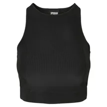 URBAN CLASSICS Cropped Shiny Rib Top Schwarz M
