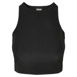URBAN CLASSICS Cropped Shiny Rib Top Schwarz M