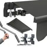 STEELSØN Kestria Markise für Balkon/Dachterrasse/Garten 250x200 cm – Gelenkarmmarkise Blickdicht & wetterfest – Außenrollo mit Kurbel aus Kunststoffgewebe – Sonnenmarkise mit Wandhalterung Anthrazit