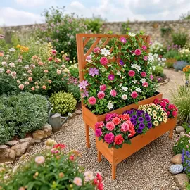 Relaxdays Hochbeet Blumenkasten 135 x 109 x 62 cm Orange