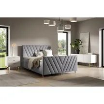 Fun Möbel Boxspringbett Schlafzimmerbett CARLITO 180x200cm in Stoff Fresh Grau - Grau