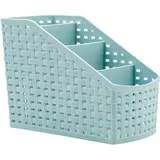 Fai Top Aufbewahrungskorb, Kosmetik Box, Organizer, Kunststoff, Aufbewahrungsbox für Schreibtisch, Büro, Schlafzimmer, Arbeitsplatte, Zuhause, Plastik, blau, 4 Grid