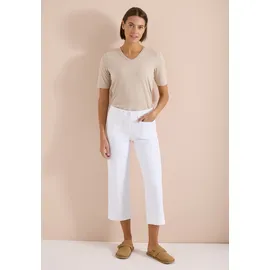 Cecil Wide Leg Jeans, mit Patch Pockets White 36, Länge 26, weiß, 78% Baumwolle, 21% Elastomultiester, 1% Elasthan, unifarben, 7/8-Länge, Jeans, High Waist, Topseller