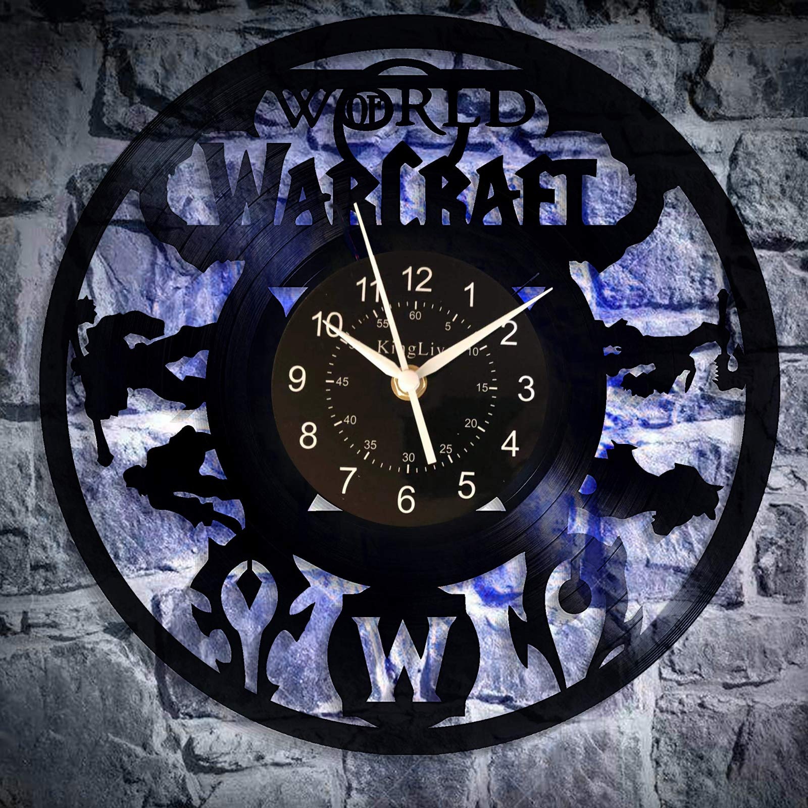 KingLive World of Warcraft Vinyl Wanduhr Spiel - Perfektes Wow Geschenk für Jungen, Mädchen oder Männer - Dekoration für Schlafzimmer oder Spielzimmer - Battle Blizzard Legion Winners (led)