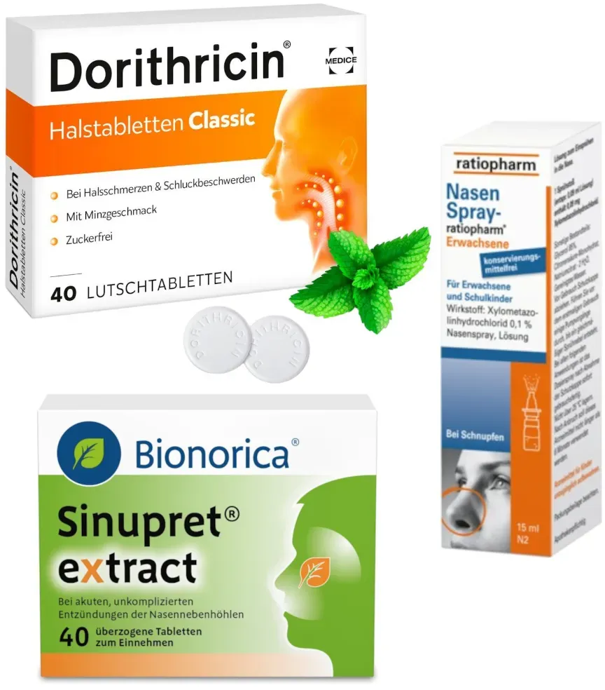 Schnupfen & Halsschmerzen Set mit Sinupret