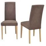 Polsterstuhl Esszimmerstuhl 2er-Set Eiche-Nb.Hell/Braun Speisestuhl Küchenstuhl