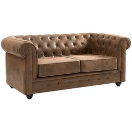 vente-unique Couchgarnitur 3+2+1 - Microfaser - Vintage-Look - CHESTERFIELD