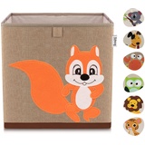 LIFENEY Aufbewahrungsbox Kinder mit Eichhörnchen Motiv I Spielzeugbox mit Tiermotiv passend für Würfelregale I Ordnungsbox für das Kinderzimmer I Aufbewahrungskorb Kinder