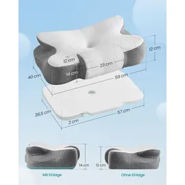 Songmics Nackenkissen Memory Foam 60 x 40 cm Grau