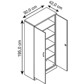 Gürkan Stahlschrank 100113 verkehrsweiß, buche 92,0 x 42,0 x 195,0 cm, aufgebaut