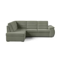 Möblo Eckschlafsofa, Grün, Holzwerkstoff, 4-Sitzer, Ottomane links, L-Form,L-Form, 264x190 cm, Wohnzimmer, Sofas & Couches, Wohnlandschaften, Ecksofas