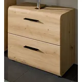 Inn.Furn Waschbeckenunterschrank Cover (Badschrank in Eiche Artisan, 2x Schubkasten, 60 x 54 cm) mit Vollauszug beige