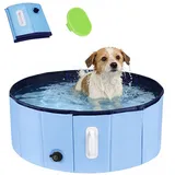 DEWEL Hundepool Faltbar Ø80 x H30 cm für kleine Hunde