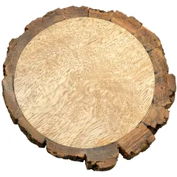 Wiedemann Kerzen Teller Holz natur mit Rinde D 10 cm