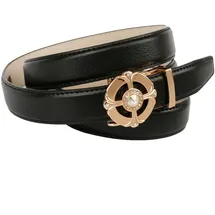 Anthoni Crown Damengürtel Leder schwarz 90