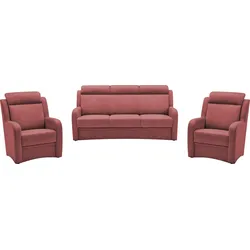 Polstergarnitur VILLA BECK "Varese", rot (18 rot), Microfaser, Kopfteilverstellung, Sitzmöbel-Sets, Kopfteilverstellung, Set aus 3-Sitzer und 2x Sessel, in Sitzhöhe 46