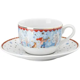 Hutschenreuther Cappuccinotasse Sammelserie 2022 2-tlg. Weihnachtsa. weiß
