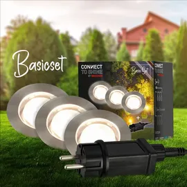 Briloner Connect to Shine 3er Set LED Bodeneinbaustrahler mit Bodenhülse, IP67 12 V 3er-Starterset - 4,5cm Topf