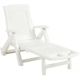 AMBIA GARDEN Gartenliege, Weiß, Kunststoff, 72x101x195 cm, Made in Italy, Räder am Kopfende, klappbar, Rückenlehne verstellbar, Gartenmöbel, Gartenliegen,