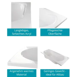 Calmwaters Modern Small 2 Badewanne Komplettset 180 x 80 cm