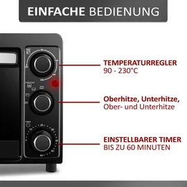 Steinborg Mini Backofen 15 Liter Schwarz