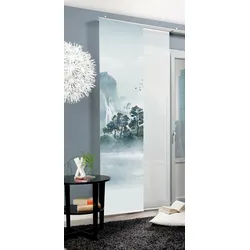 Schiebegardine HOME WOHNIDEEN "VITNAM LINKS" Gr. 1, grün, B:60cm H:245cm, Polyester, Gardinen, Schiebewand Seidenoptik, Digitaldruck