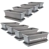 2 friends 8er Set Pflanzkübel rechteckig 40 cm, Balkon Blumenkübel Anthrazit