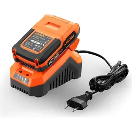 FUXTEC Akku Laubbläser FX-E1LB20 SET 1 mit 2 x Akku 2Ah, 1 x Ladegerät 2,4A Ladestation - Laubgebläse zum Entfernen von Laub für Garten, Gehweg