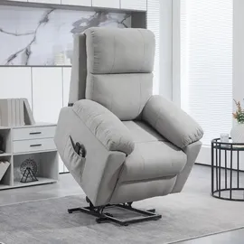 Homcom Sessel mit Aufstehhilfe Elektrisch, Relaxsessel mit Liegefunktion, Massagesessel mit Fernbedienung, Seitentasche und Fußteil,