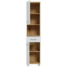 Forte Badschrank 2 Türen 1 Schublade 40,2 x 186,8 x 34,8 cm Weiß/Artisan Eiche