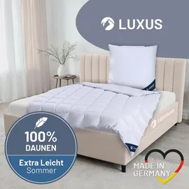 casimum Daunendecke »LUXUS« – 100% Daunen, Größe: 155x220 cm, extra leichte Sommerdecke, Bettdecke | 155 x 220 | Füllung: weiße, Neue | allergikerfreundlich | Made in Germany | weiß Textil, Oeko-Tex® Standard Schlaftextilien, Bettdecken, Daunendecken