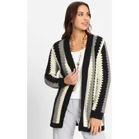 Witt Weiden Longstrickjacke in schwarz-champagner-gemustert | Gr.: 38