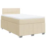 vidaXL Boxspringbett mit Matratze Creme 120x200 cm Stoff