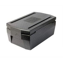 Thermo Future Box GN 1/1 Deluxe Kühlbox Transportbox Warmhaltebox und Isolierbox mit Deckel, Thermobox aus EPP (expandiertes Polypropylen), schwarz, 37 Liter