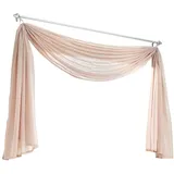 Olivia's Stylism Boutique Querbehang Deko Gardinen aus transparentem Voile Schals H*B 600 * 145cm Sand