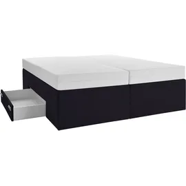 Westfalia Schlafkomfort Boxspringbett, schwarz, B:180cm L:200cm, Bezug Bett: Feinstrukturstoff (77% Polyester, 23%Viskose) oder Microfaser (100% Polyester);Bonnellfederkernmatratze: 100%Polyester;Kaltschaummatratze: 100% Polyester, Bezug abnehm- und waschbar bis 60C, WESTFALIA