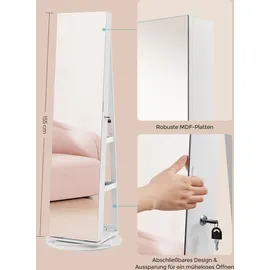 Songmics Schmuckschrank mit LED und Spiegel 360° drehbar grau/weiß