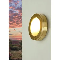 Licht-Erlebnisse Wandlampe Messing IP64 rund Ø14cm AGIA Außen Leuchte