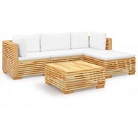 vidaXL 5-tlg. Garten-Lounge-Set mit Kissen Massivholz Teak