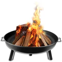 XINZI Feuerschale Ø80 cm Rund, Gusseisen Metallschale, Feuerschalen für den Garten Feuertonne Metall Feuerstelle mit Griff und 3 Abnehmbar Füßen Draußen Fire Pit für BBQ Camping Terrasse Balkon