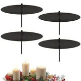 Kerzenhalter Adventskranz, Taozoey 4 Stück 6 cm Adventskerzenhalter, Adventskranz Deko Metall Kerzenleuchter, Kerzenpick mit Dorn in Gold, Kerzenaufsatz, für Advent Weihnachts Tisch Deko(Schwarz)