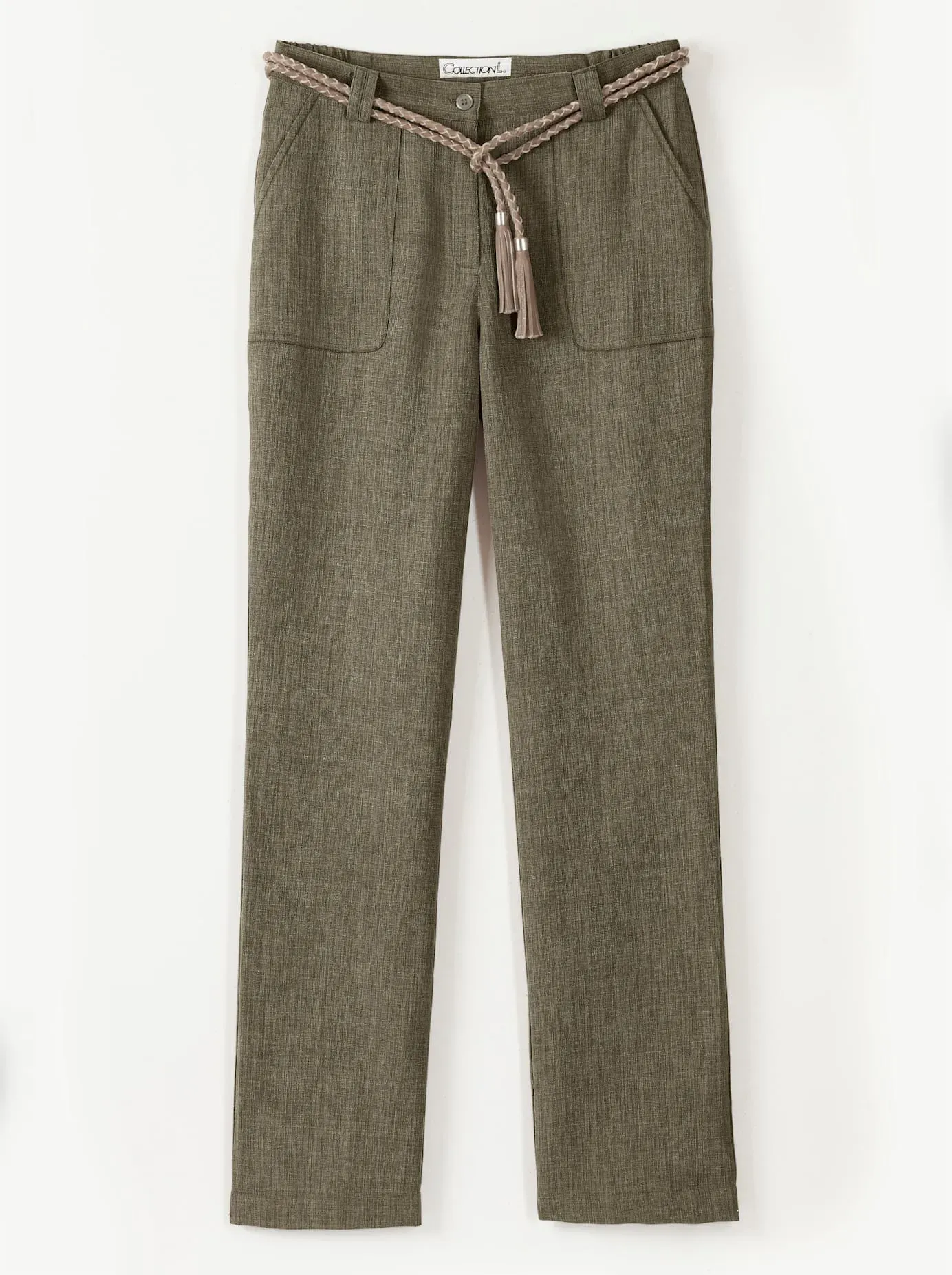 Palazzohose CASUAL LOOKS, Damen, Gr. 38, Normalgrößen, grün (oliv), 100% Polyester, unifarben, lang, Hosen Palazzohose
