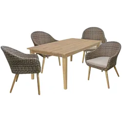 Tischgruppe VISILIA/PUEBLO 4x Stühle 1x Tisch Kunststoffgeflecht