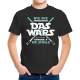 MoonWorks MoonWorks® Kinder T-Shirt Jungen Bye Bye Kindergarten Das Wars jetzt kommt Episode 2 Geschenk zur Einschulung 2026 Schulanfang Schwarz 122-128 (7-8 Jahre) - 122-128