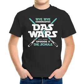MoonWorks MoonWorks® Kinder T-Shirt Jungen Bye Bye Kindergarten Das Wars jetzt kommt Episode 2 Geschenk zur Einschulung 2026 Schulanfang Schwarz 122-128 (7-8 Jahre) - 122-128