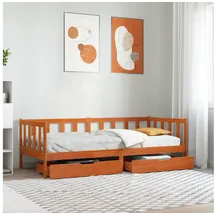 vidaXL Tagesbett mit Kopfteil 3 pcs Wachsbraun Massivholz Kiefer